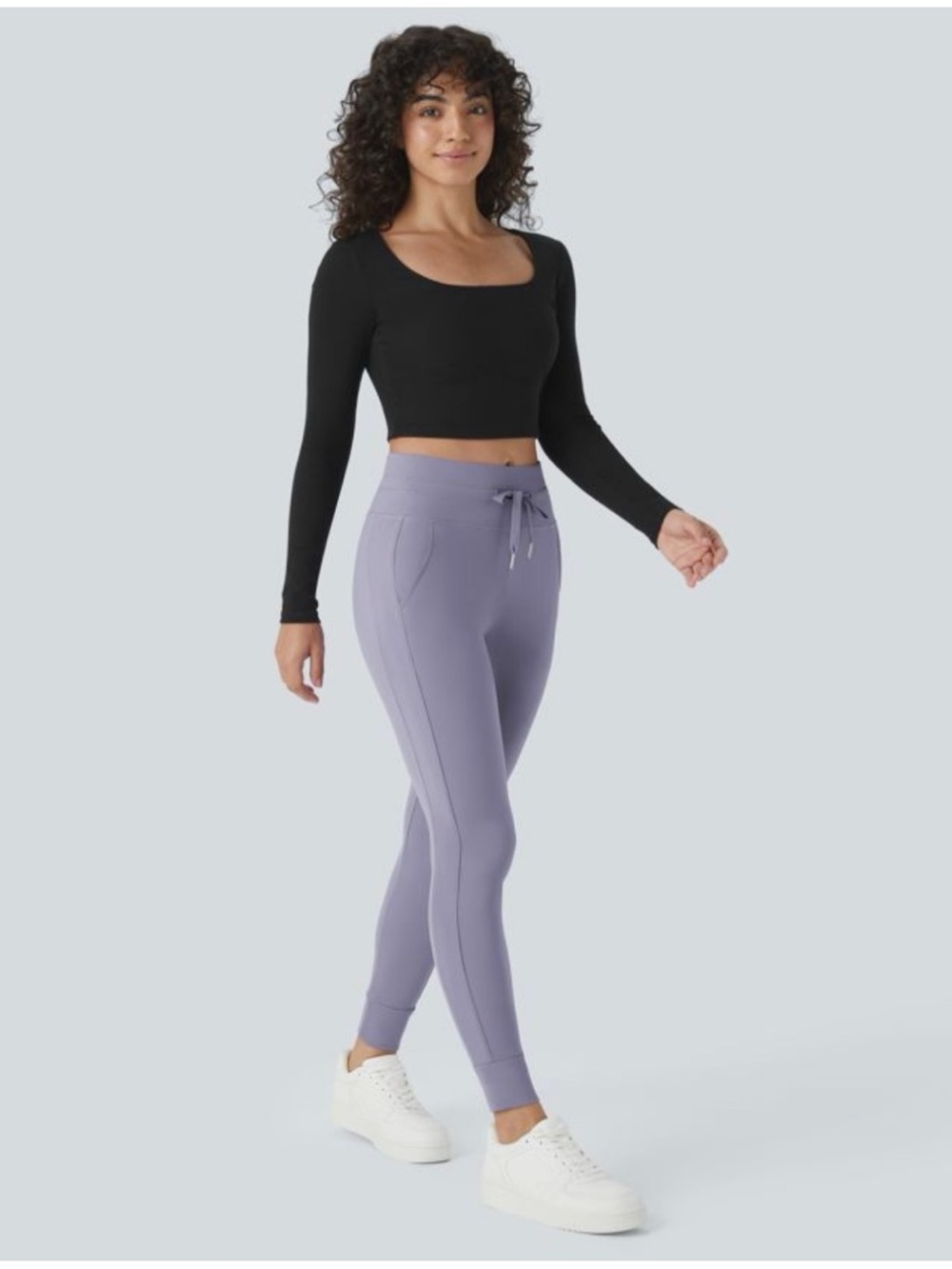 Halara Women’s Sz M NWT High Rise Leggings Dusty Lilac Tie Waist Softly Plush
